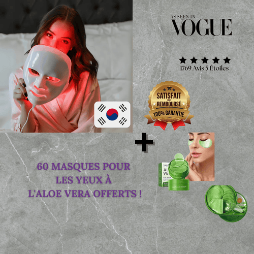 LumaSkin Studio™ Masque Visage Coréen : RÉGÉNÉRE votre Peau + 60 Masques pour les Yeux à l'Aloe Vera Offerts